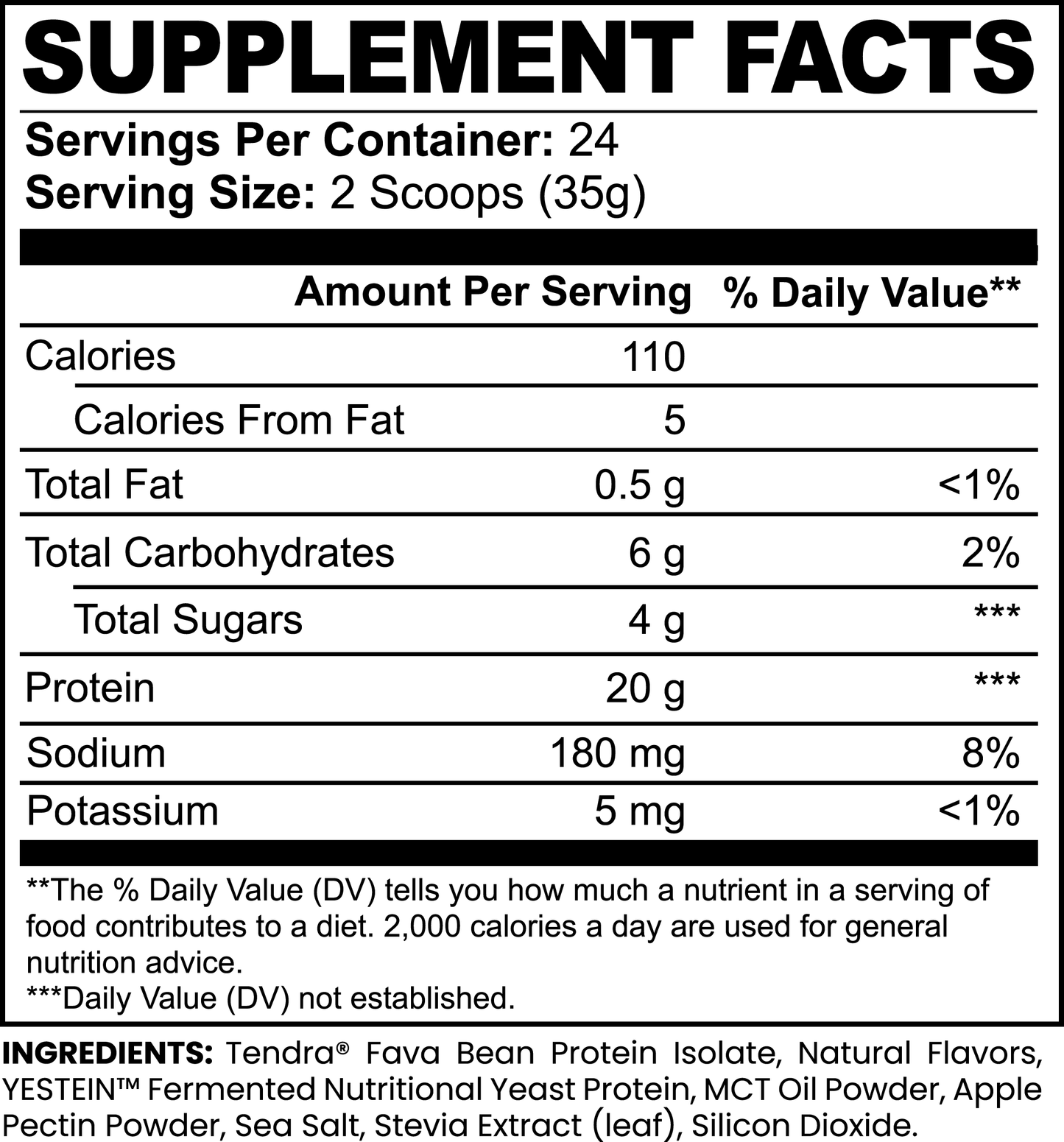 Plant Based Protein Powder Supplement Facts