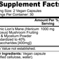Lion's Mane Mushroom Supplement Facts